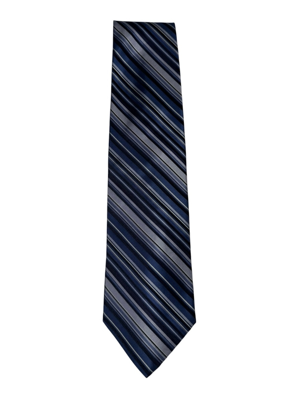 Claiborne Italian Silk Blue Gray Striped Tie